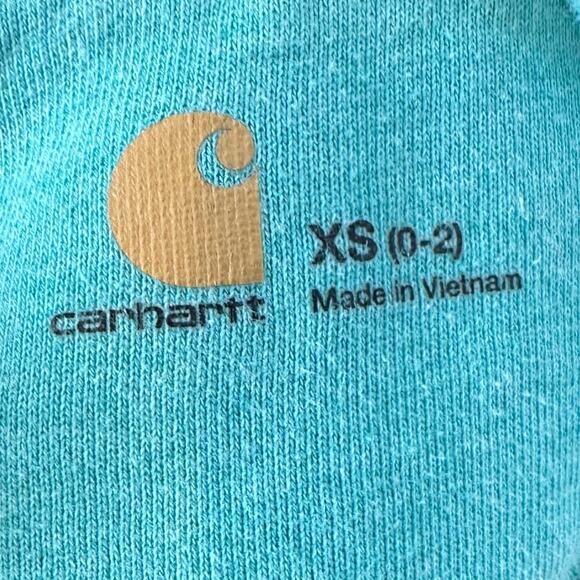 Carhartt Teal 1/4 Zip Hoodie Pullover Sweatshirt Size XS - Picture 6 of 8